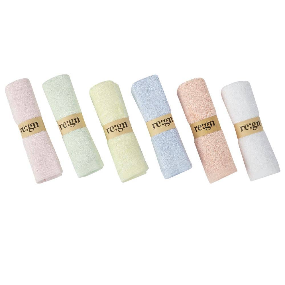 Re:gn Organic Bamboo Face Cloths – Ultra-Soft Eco Washcloths, Pastel 6 Pack
