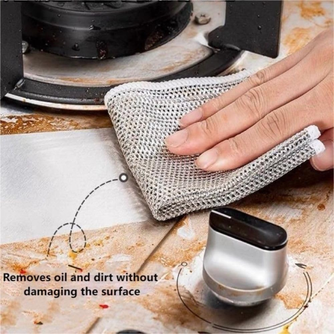 Double-Sided Stainless Steel Wire Dishcloths – Non-Scratch, Heavy-Duty Cloths | 10 Pack - Bare and Bubbly Ltd