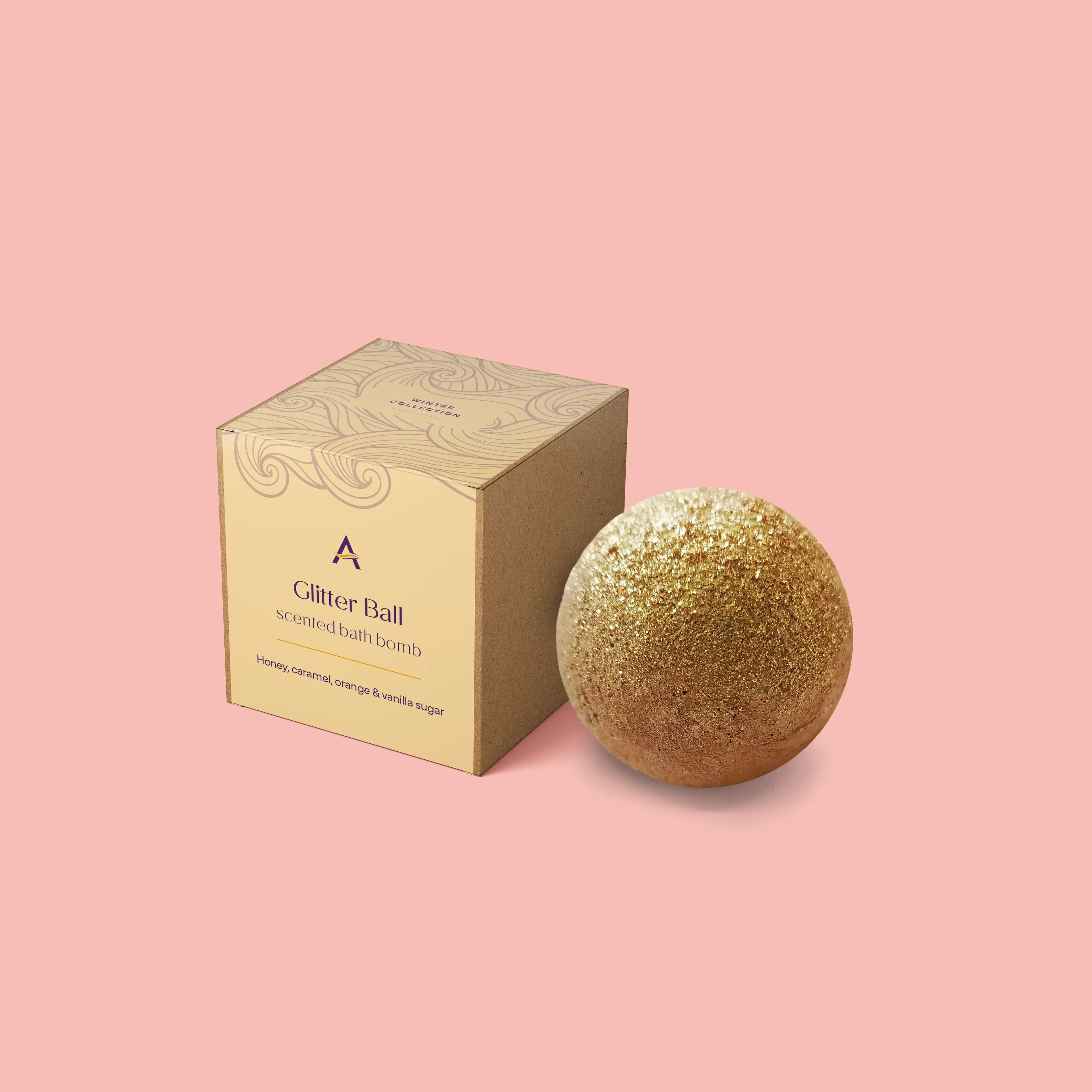 Ascent Glitter Ball Bath Bomb - Gold Sparkle