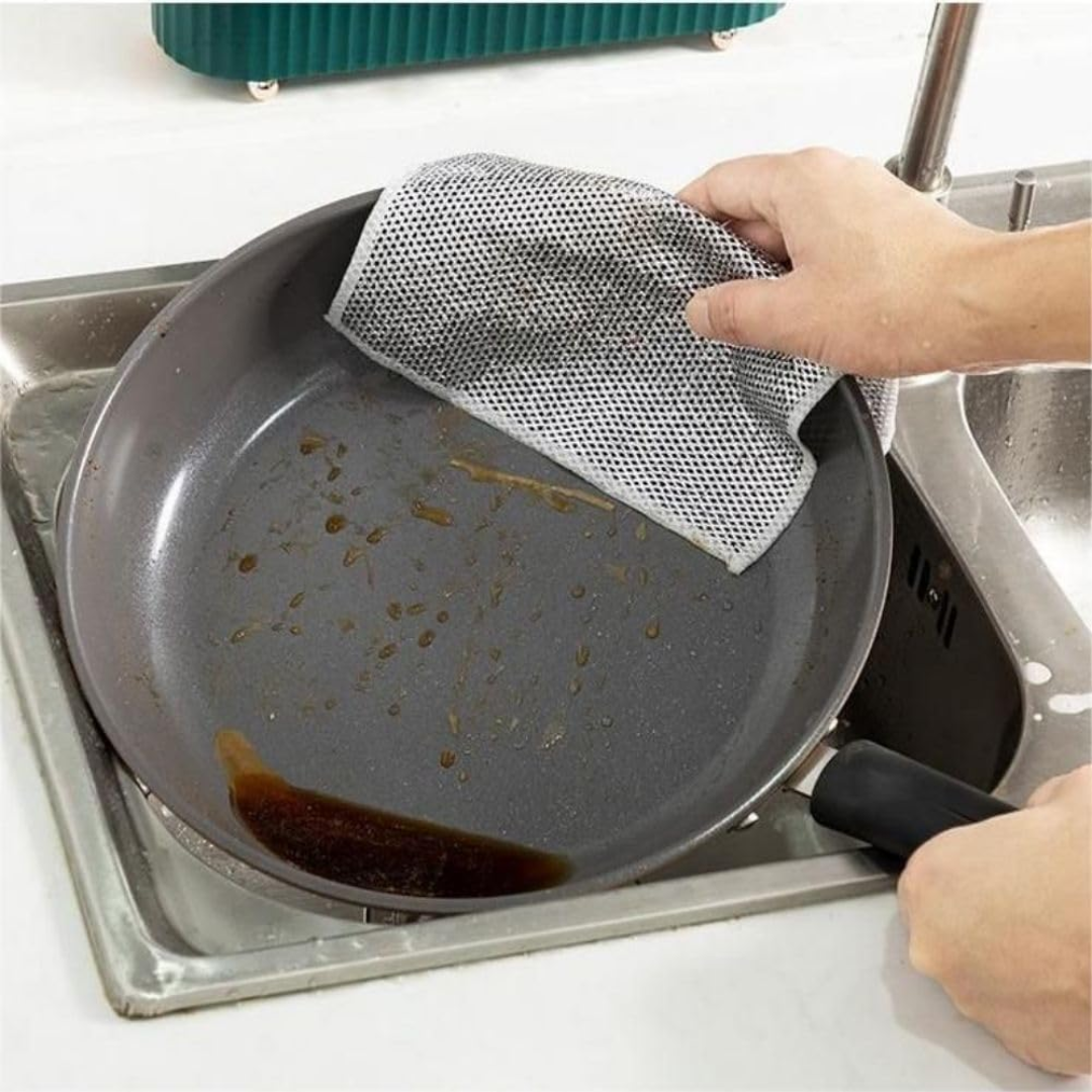 Double-Sided Stainless Steel Wire Dishcloths – Non-Scratch, Heavy-Duty Cloths | 10 Pack - Bare and Bubbly Ltd
