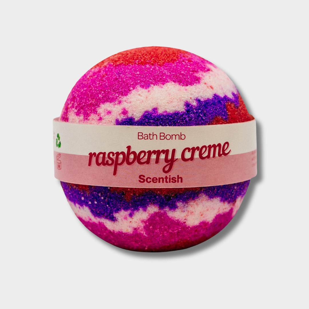 Scentish Raspberry Creme Bath Bomb - Bare and Bubbly Ltd