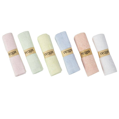 Re:gn Organic Bamboo Face Cloths – Ultra-Soft Eco Washcloths, Pastel 6 Pack
