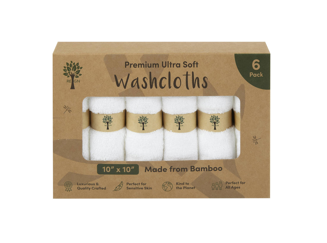 Re:gn Bamboo Face Cloths - 6 Pack - Organic - Bare and Bubbly Ltd