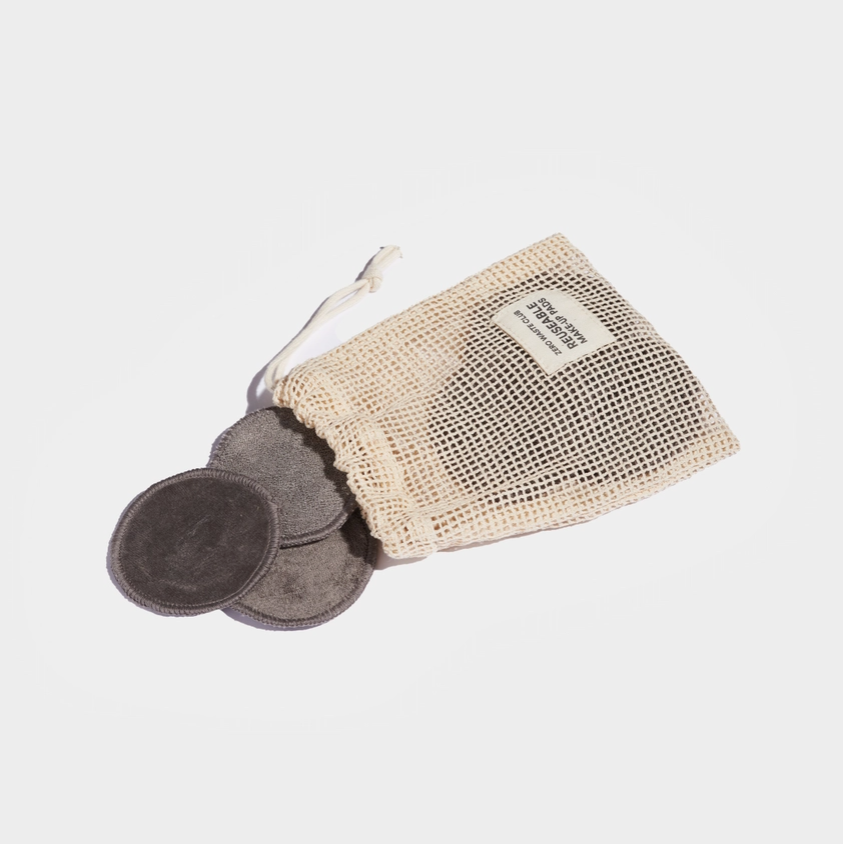 Grey Organic Reusable Cotton Makeup Remover Pads - Eco Cotton Washable Pads, Pack of 16 - Bare and Bubbly Ltd
