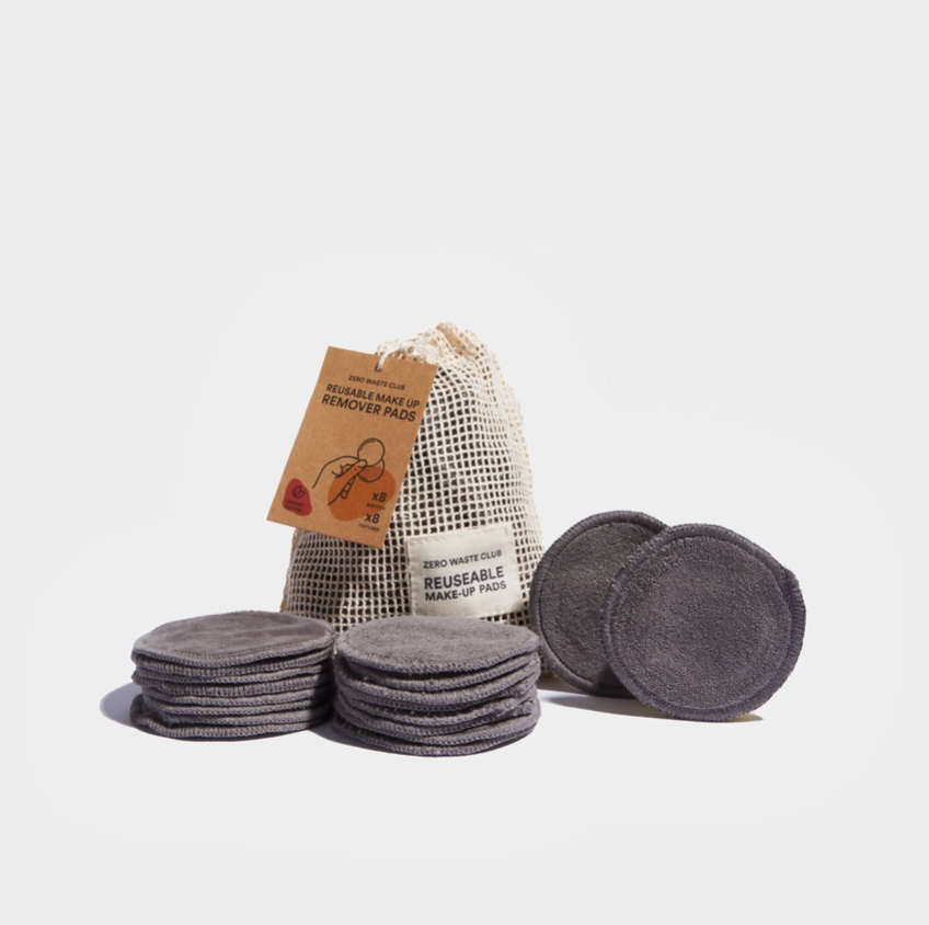 Grey Organic Reusable Cotton Makeup Remover Pads - Eco Cotton Washable Pads, Pack of 16 - Bare and Bubbly Ltd