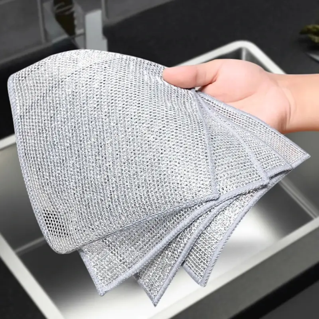 Double-Sided Stainless Steel Wire Dishcloths – Non-Scratch, Heavy-Duty Cloths | 10 Pack - Bare and Bubbly Ltd